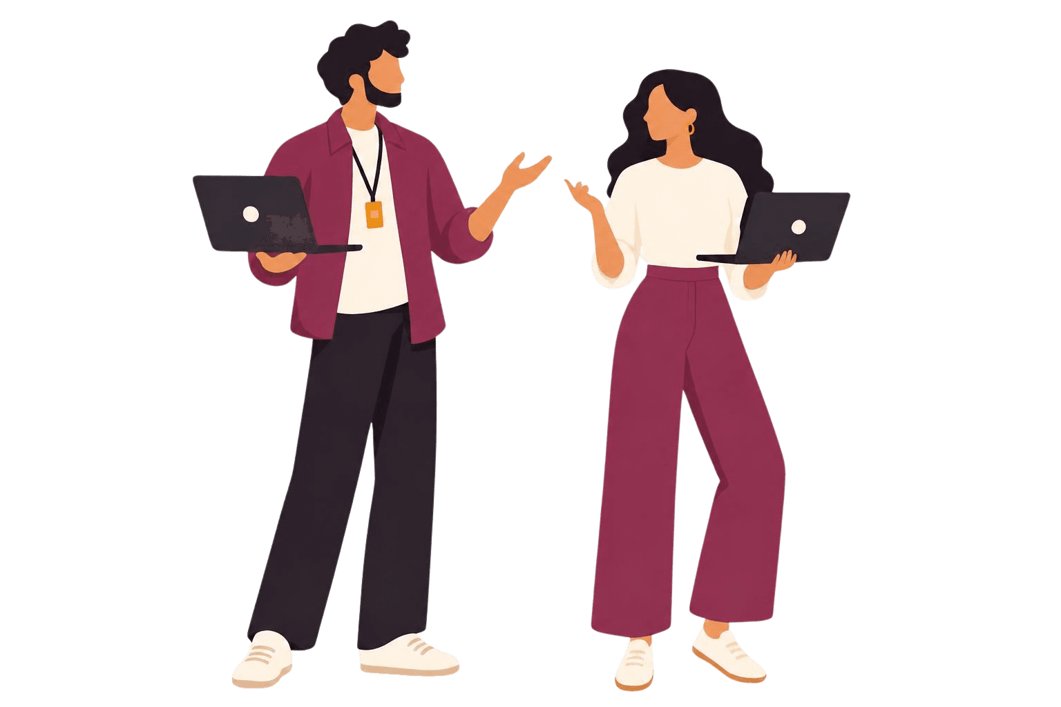 A Techdome engineer working alongside a client's team, laptops in hand